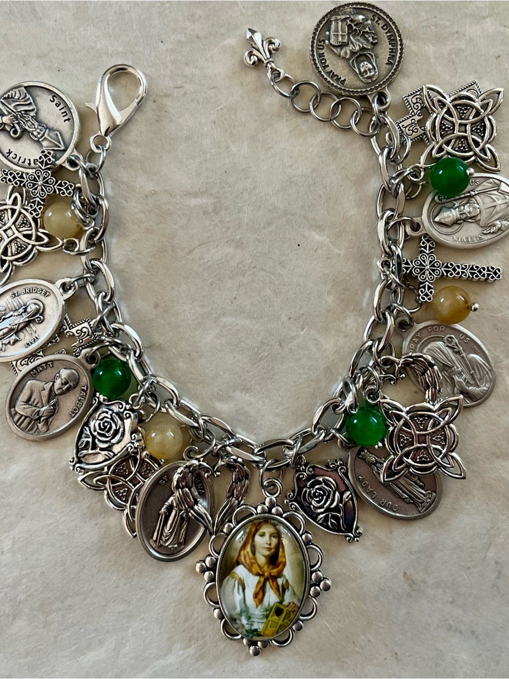 Charm Bracelet Catholic Irish Saints/St Dymphna, Patrick, Bridget, Knock, etc